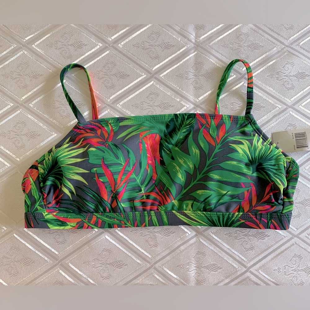 Hula Honey Tropical Print Bikini Top, size L, NWT